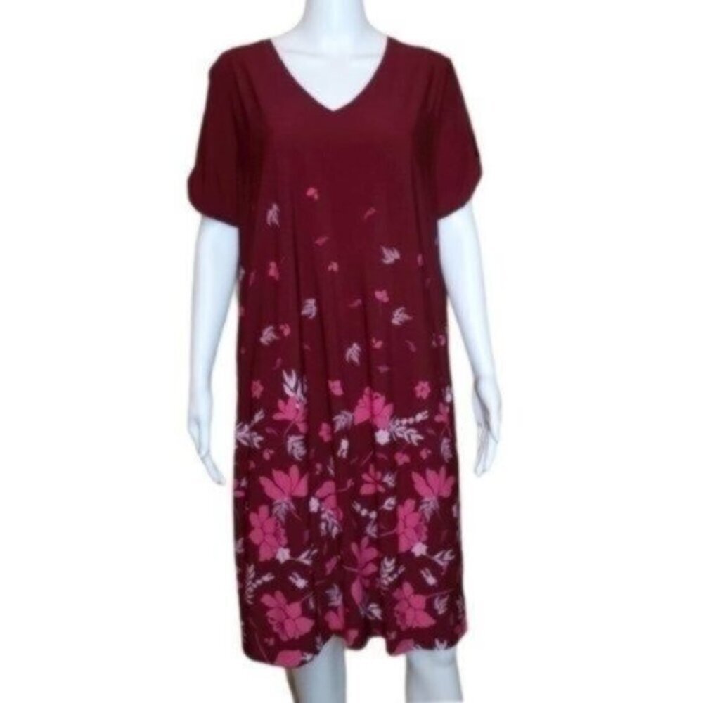 NWOT Woman Within Floral V-Neck Dress - Size 14/16 (Medium)